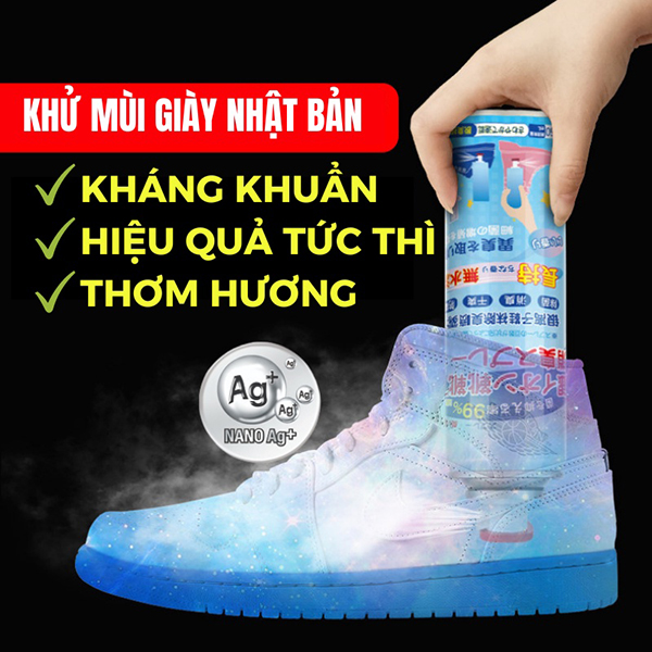 Chai Xịt Khử Mùi Giày EYKOSI 225 ml Hương Hoa Nhài - Công Nghệ ION Bạc