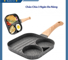 Chảo chiên trứng/làm bánh 3 ngăn có lớp phủ không dính tiện dụng